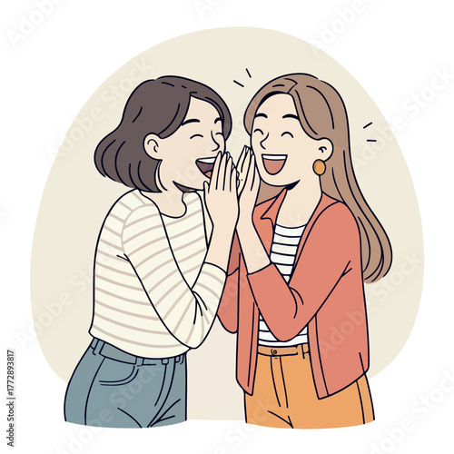 Young happy couple kissing a secret whisper of love and friendship