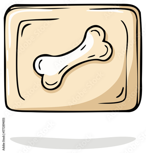 Soap bar with bone illustration, hygiene vector graphic for dog owners