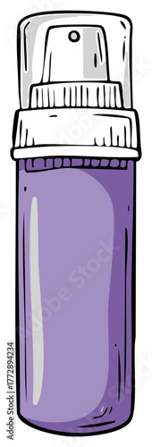 Purple Spray Bottle Illustration of Cosmetic or Medical Product in Tall Container