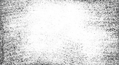 Vector halftone dots subtle wave. Curving lines, horizontal flow. Abstract black and white ripple texture with central copy space.