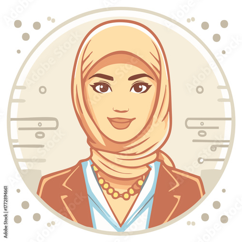 Confident Muslim Woman in Hijab and Business Attire, Smiling Portrait