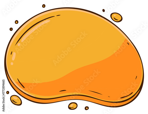 Abstract organic orange blob with liquid effect and small droplets