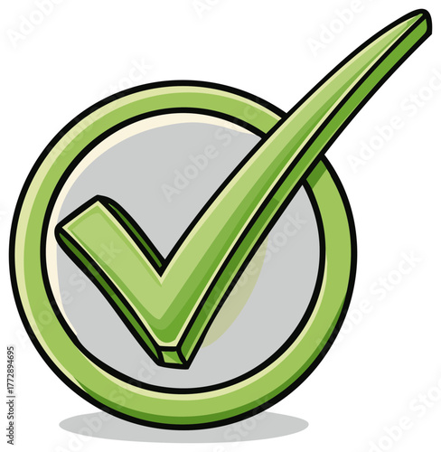 Approved Green Check Mark Icon inside a Circle Frame Design Element Illustration