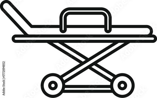 Empty medical stretcher standing by, ready for use in hospital or emergency situations