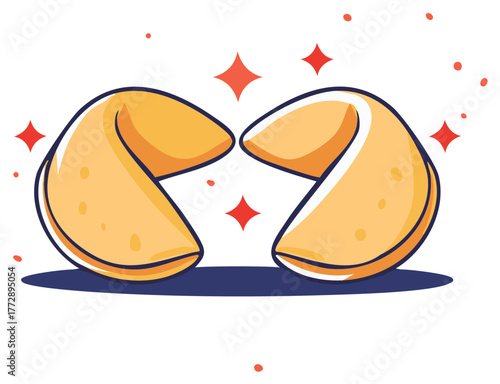 Two fortune cookies with a hint of sparkle for good luck