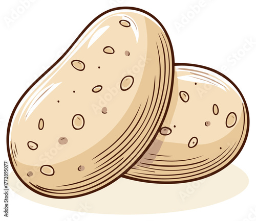 Two Potatoes Illustration. Isolated on White Background