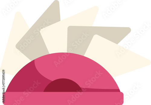 Pink napkin holder with paper napkins for restaurant table setting