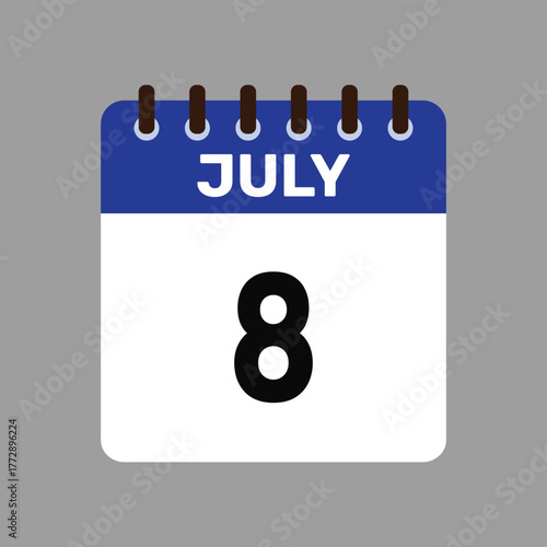 calendar july 8 icon vector reminder for important deadlines and special events this autumn season