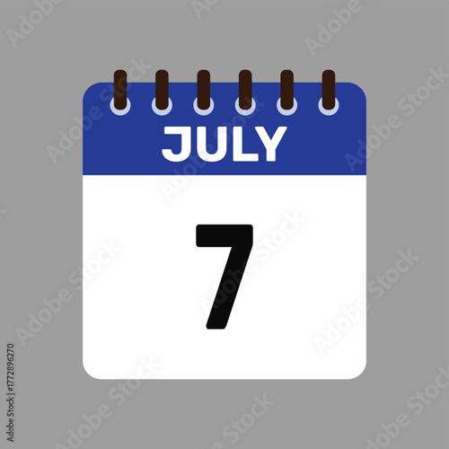 calendar july 7 icon vector reminder for important deadlines and special events this autumn season