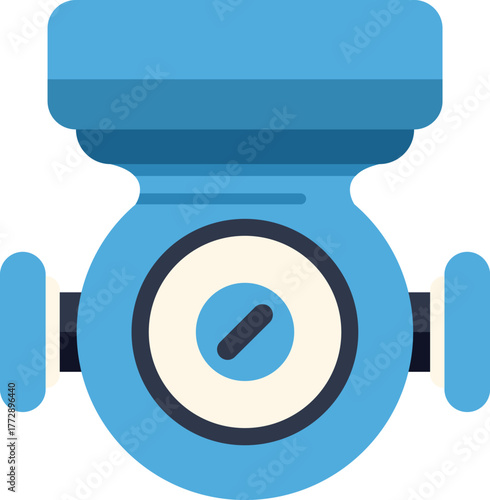Blue water meter icon representing water consumption tracking and monitoring for efficient resource management