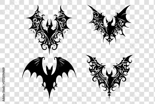 Gothic Tribal Bat Silhouettes Collection
