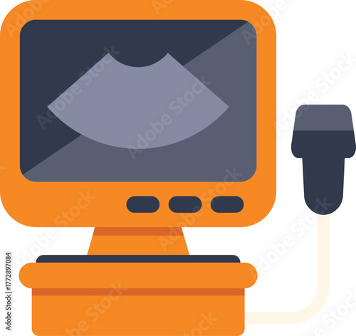Ultrasound machine displaying a sonogram on its screen, representing medical imaging technology for diagnosis