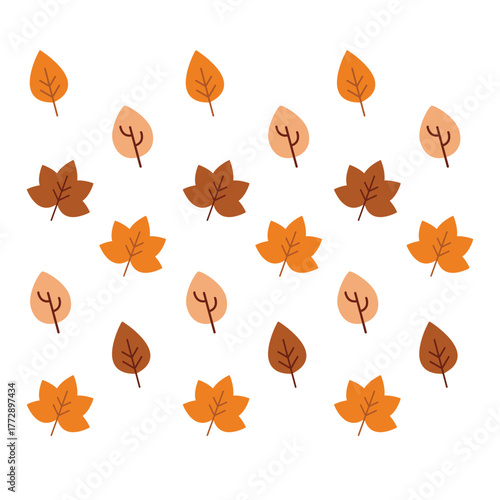 Simple Fall Leaf Clipart. Isolated flat elements in cozy earth colors. Perfect for creating borders or repeating patterns easily.