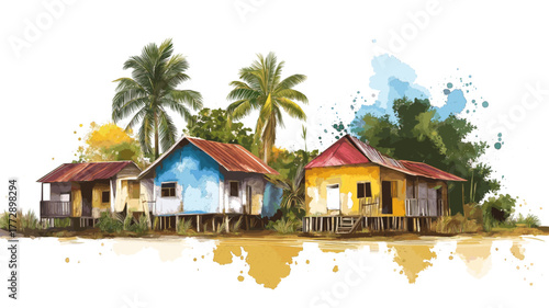 Bartica. Bartica hand drawn watercolor illustration