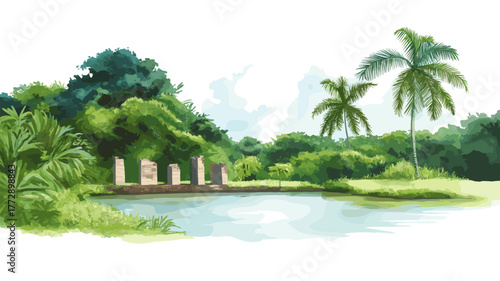 Jodensavanne. Jodensavanne hand drawn watercolor illustration