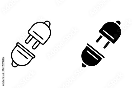 Collection of electrical socket and plug icons, for universal power connection illustration.