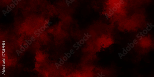 Abstract red smoke on black background, old style dark red grunge texture, red watercolor background wallpaper with clouds. Red particles explosion on black background graphics pattern.