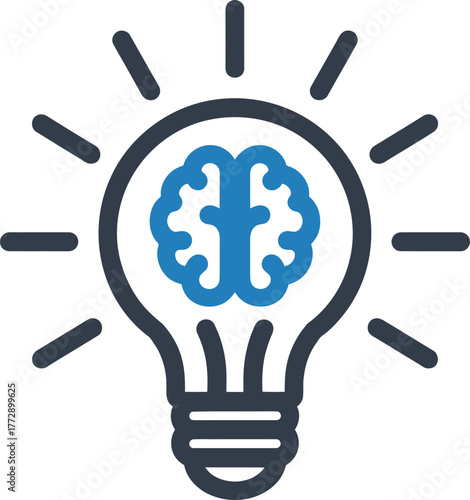 Light bulb with a brain inside symbolizing a brilliant idea or innovation