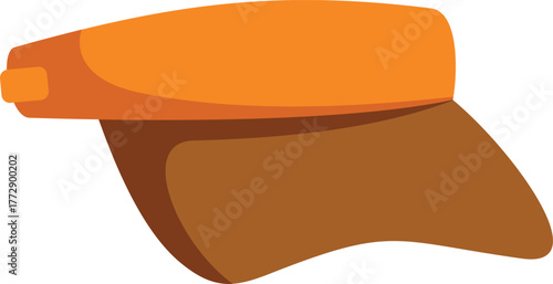 Orange sun visor protecting from sun, headdress for summer time