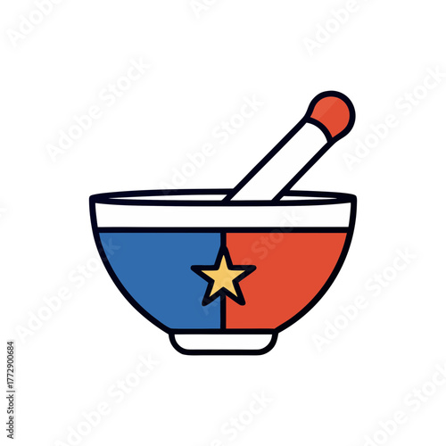 Mortar and pestle with star and patriotic colors