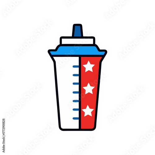 Baby bottle with american flag design and measurement markings