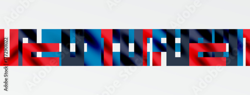 Abstract geometric pattern. Red, blue squares create repeating design. Minimalist style, simple shapes, modern aesthetic.