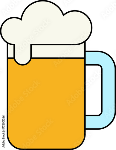 Vector colorful illustration of beer mug and glass bottle. Beer bottle and glass of beer. Vector Beer Bottle Icon Isolated On White Background
