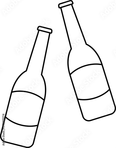 Vector colorful illustration of beer mug and glass bottle. Beer bottle and glass of beer. Vector Beer Bottle Icon Isolated On White Background