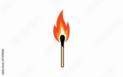 vector illustration of a burning match