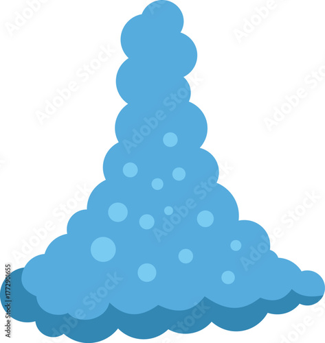 Cartoon cumulus cloud is developing from round bubbles going up on white background