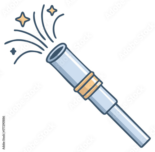 Vibrant party popper icon bursting with celebratory sparkles and festive confetti