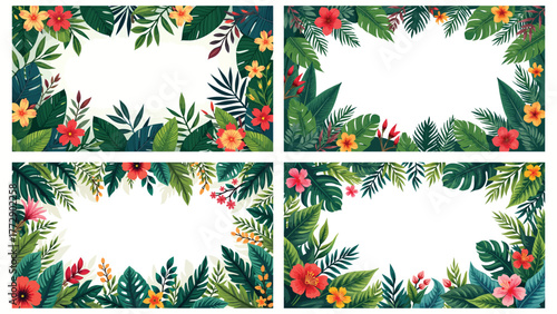 Vibrant Tropical Floral Frames Collection