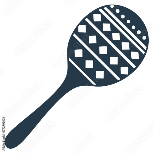 Stylized Maraca Musical Instrument with Geometric Patterns Graphic Design