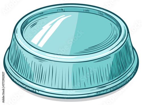 Empty light blue pet bowl illustration vector graphic pet food container cartoon
