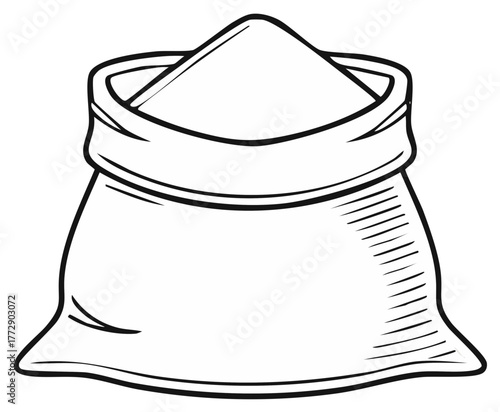 Illustration of a canvas bag filled with powder or grain