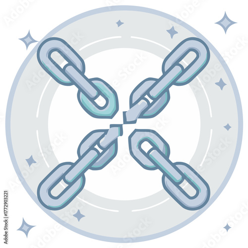 Linked Chains in Starburst Pattern Connected Links Metallic Effect