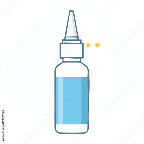 Cartoon illustration of a nasal spray bottle for allergy and cold treatment