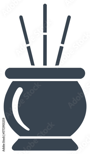 Diffuser vase with sticks emitting aroma for relaxation and aromatherapy