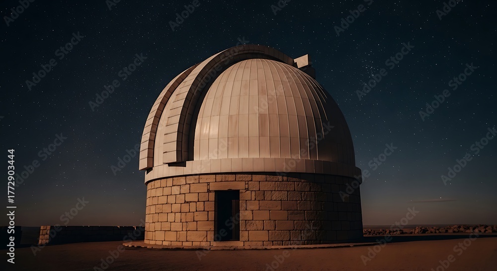 Fototapeta premium Observatory Dome Structure Under a Dark Sky.