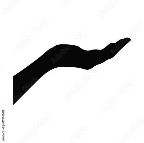 Silhouette of a hand holding something invisible on transparent background.