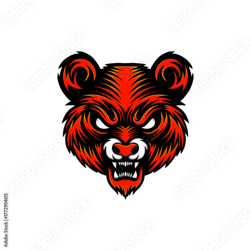 angry red panda mascot illustration logo
