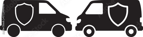Two vans with shield symbol silhouette
