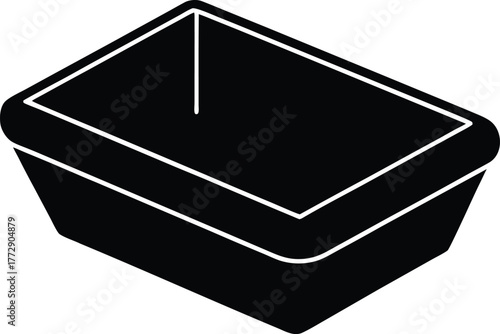 Minimalist Silhouette Illustration of Reusable Storage Container Encouraging Organization, Reduce Waste, Sustainable Living on Transparent Backdrop