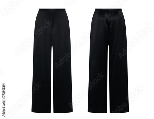 Women's casual clothes Business trousers, Front and back view, Black women's classic trousers, Black pants transparent background
