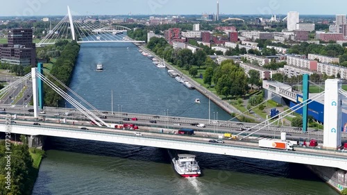 Utrecht, Utrecht, the Netherlands, 1st op October 2025; Amsterdam Rhine Canal with the Galecopper Bridge, Prince Claus Bridge and De Meern Bridge Utrecht from the air