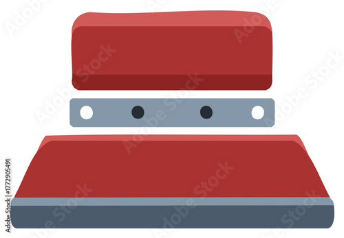 Red office stapler tool flat icon illustration for business and school supplies