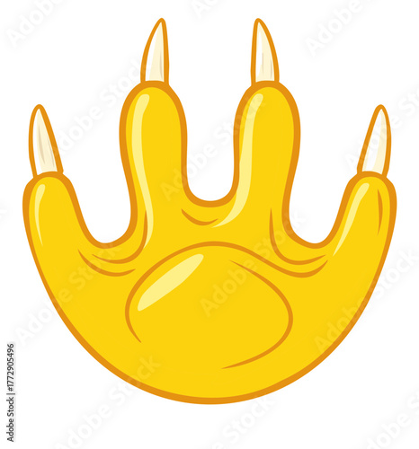 Cartoon Yellow Monster Paw Print with Sharp Claws