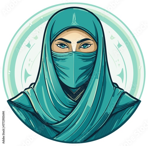 Woman Wearing a Hijab, Islamic Fashion, Veil, Middle Eastern Muslim Girl with Eyes