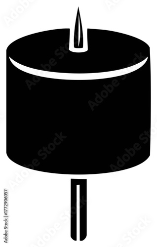 Simple black icon of a marshmallow roasting on a stick