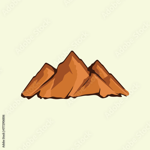 Brown Mountain Vector Art Illustration Isolated Landscape Graphic Drawing Icon
